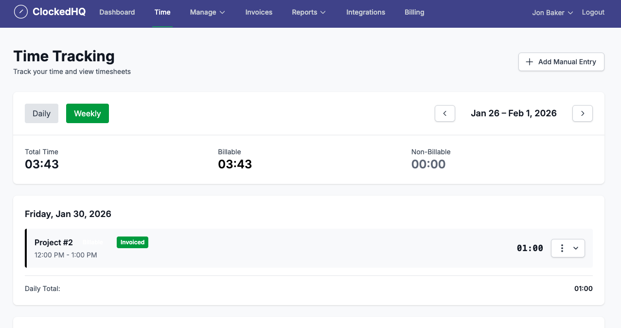 ClockedHQ app screenshot